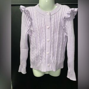 New Crown & Ivy Kids Lavender Ruffle Knit Button-down Sweater size Small